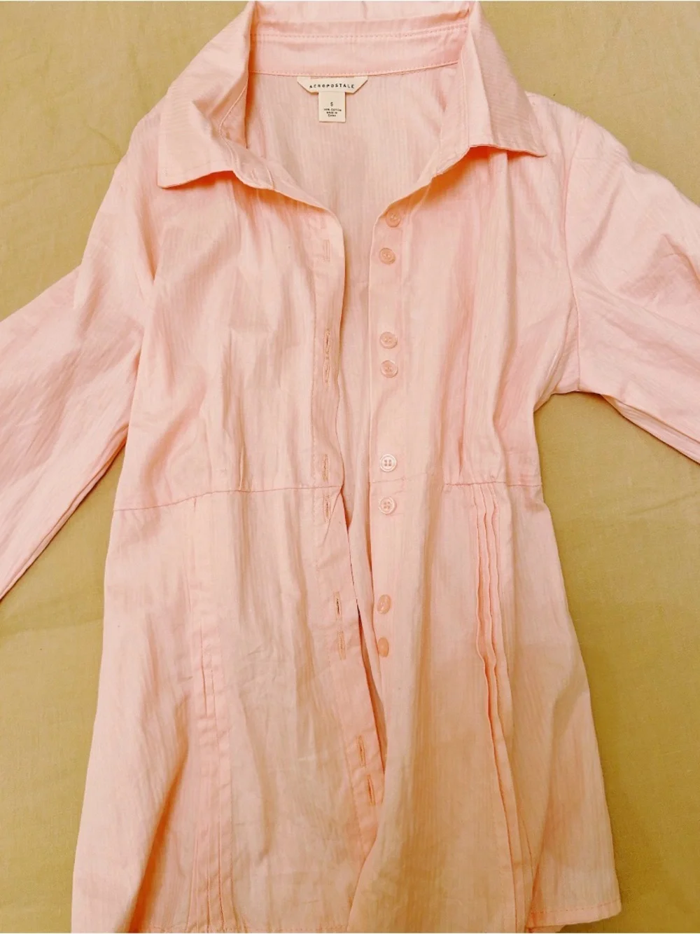 Aeropostale Pale Pink Button-Front Tunic Shirt